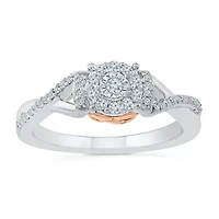 Promise My Love Womens 1/ CT. T.W. Natural White Diamond Sterling Silver Round Side Stone Ring