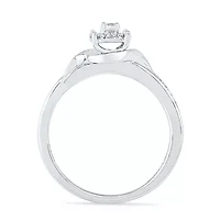Promise My Love Womens 1/ CT. T.W. Natural Diamond Sterling Silver Round Side Stone Halo Ring
