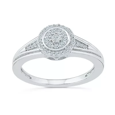 Promise My Love Womens 1/ CT. T.W. Natural Diamond Sterling Silver Round Side Stone Halo Ring