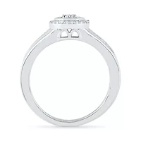 Promise My Love Womens 1/ CT. T.W. Natural Diamond Sterling Silver Round Side Stone Halo Ring