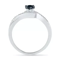 Promise My Love Womens 1/5 CT. Natural Black Diamond Sterling Silver Round Ring