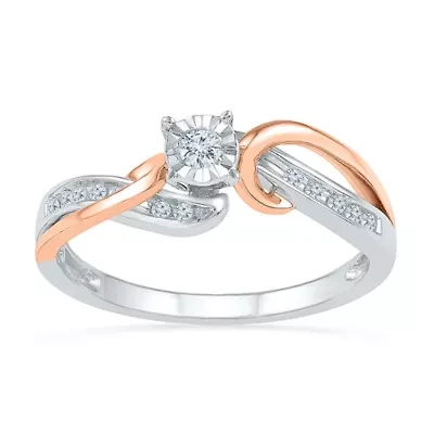 Promise My Love Womens 1/ CT. T.W. Natural White Diamond Sterling Silver Round Bypass Ring