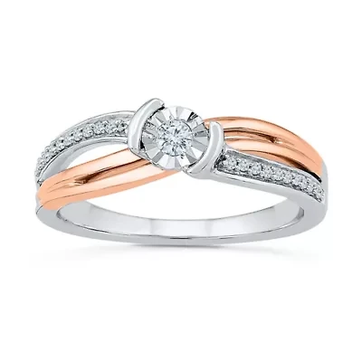 Promise My Love Womens 1/ CT. T.W. Natural Diamond Sterling Silver Round Side Stone Ring