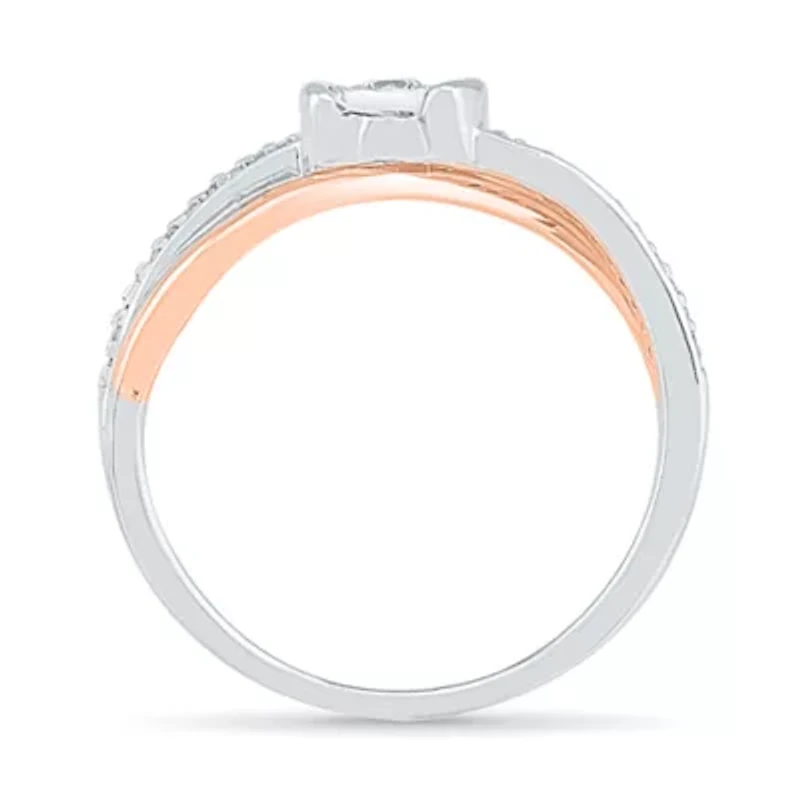 Promise My Love Womens 1/ CT. T.W. Natural Diamond Sterling Silver Round Side Stone Ring