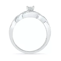 Promise My Love Womens 1/5 CT. Natural White Diamond Sterling Silver Round Side Stone Ring