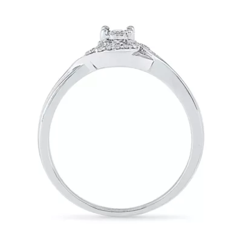 Womens 1/10 CT. T.W. Natural White Diamond Sterling Silver Round Bypass  Promise Ring
