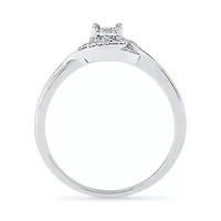 Womens 1/10 CT. T.W. Natural White Diamond Sterling Silver Round Bypass  Promise Ring