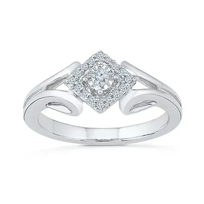 Promise My Love Womens 1/6 CT. T.W. Natural White Diamond Sterling Silver Halo Ring