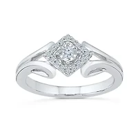 Promise My Love Womens 1/6 CT. T.W. Natural White Diamond Sterling Silver Halo Ring