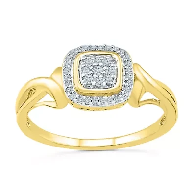 Promise My Love Womens 1/ CT. T.W. Natural White Diamond Sterling Silver Cushion Halo Ring