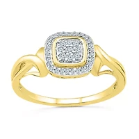 Promise My Love Womens 1/ CT. T.W. Natural White Diamond Sterling Silver Cushion Halo Ring