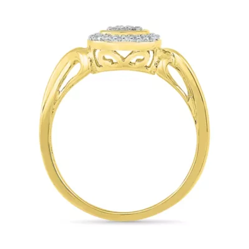 Promise My Love Womens 1/ CT. T.W. Natural White Diamond Sterling Silver Cushion Halo Ring