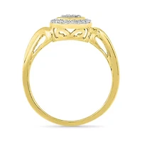Promise My Love Womens 1/ CT. T.W. Natural White Diamond Sterling Silver Cushion Halo Ring