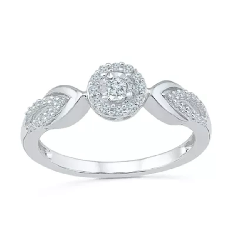 Promise My Love Womens 1/5 CT. Natural White Diamond Sterling Silver Round Ring