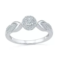 Promise My Love Womens 1/5 CT. Natural White Diamond Sterling Silver Round Ring