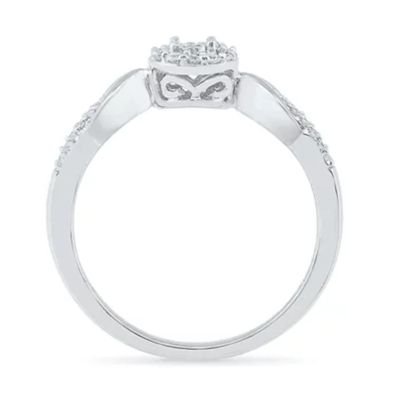 Promise My Love Womens 1/5 CT. Natural White Diamond Sterling Silver Round Ring