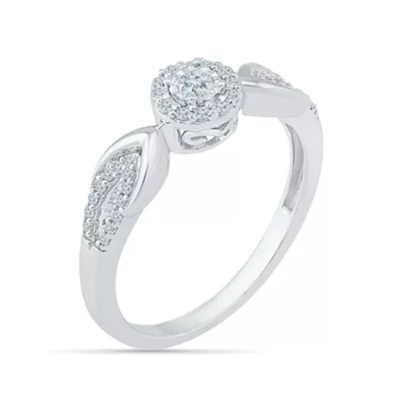 Promise My Love Womens 1/5 CT. Natural White Diamond Sterling Silver Round Ring