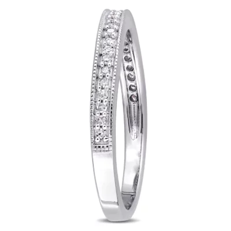 Womens 1/8 CT. T.W. Natural White Diamond Sterling Silver Wedding Band