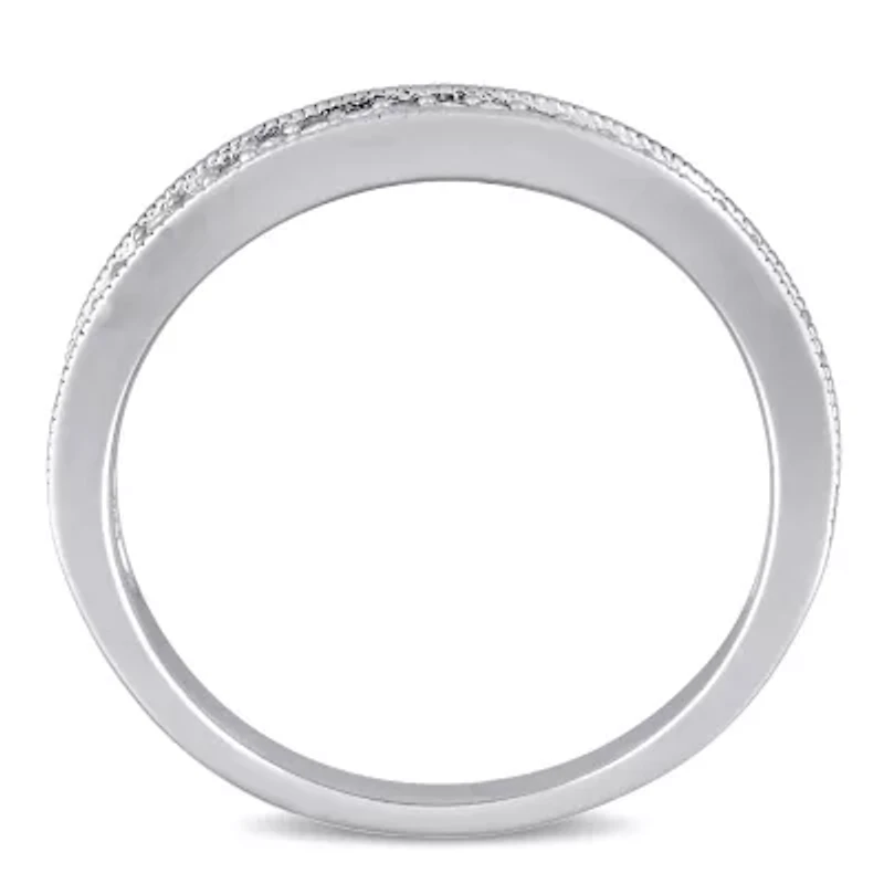 Womens 1/8 CT. T.W. Natural White Diamond Sterling Silver Wedding Band