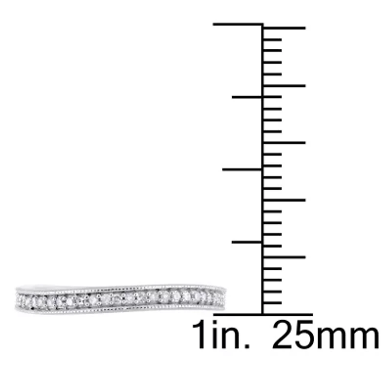 Womens 1/8 CT. T.W. Natural White Diamond Sterling Silver Wedding Band