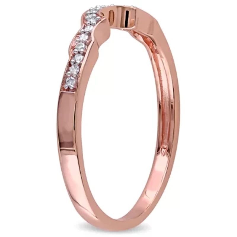 Womens Diamond Accent Natural White 10K Rose Gold Wedding Band
