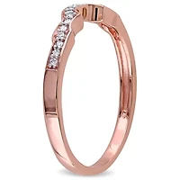 Womens Diamond Accent Natural White 10K Rose Gold Wedding Band