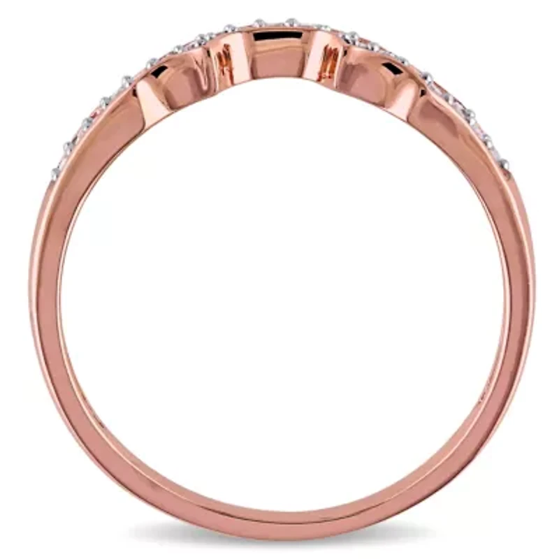 Womens Diamond Accent Natural White 10K Rose Gold Wedding Band