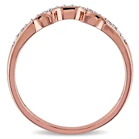 Womens Diamond Accent Natural White 10K Rose Gold Wedding Band