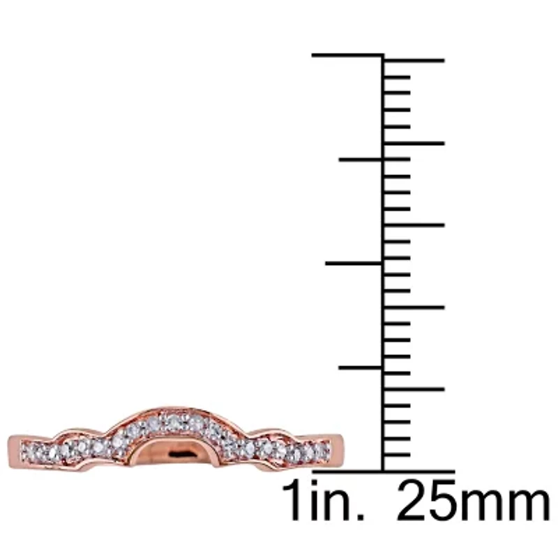 Womens Diamond Accent Natural White 10K Rose Gold Wedding Band