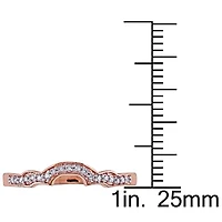 Womens Diamond Accent Natural White 10K Rose Gold Wedding Band