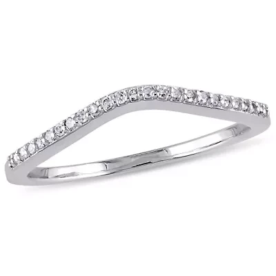 Womens 1/10 CT. T.W. Natural White Diamond 10K Gold Wedding Band