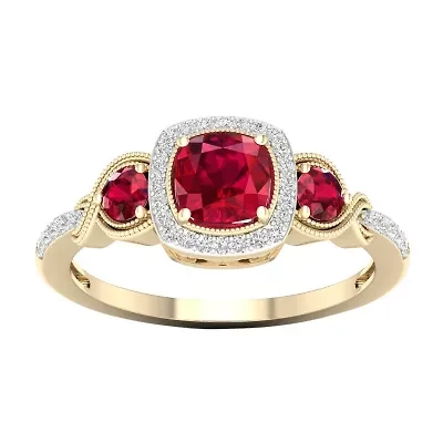 Womens 1/ CT. T.W. Lead Glass-Filled Red Ruby 10K Gold Cocktail Ring