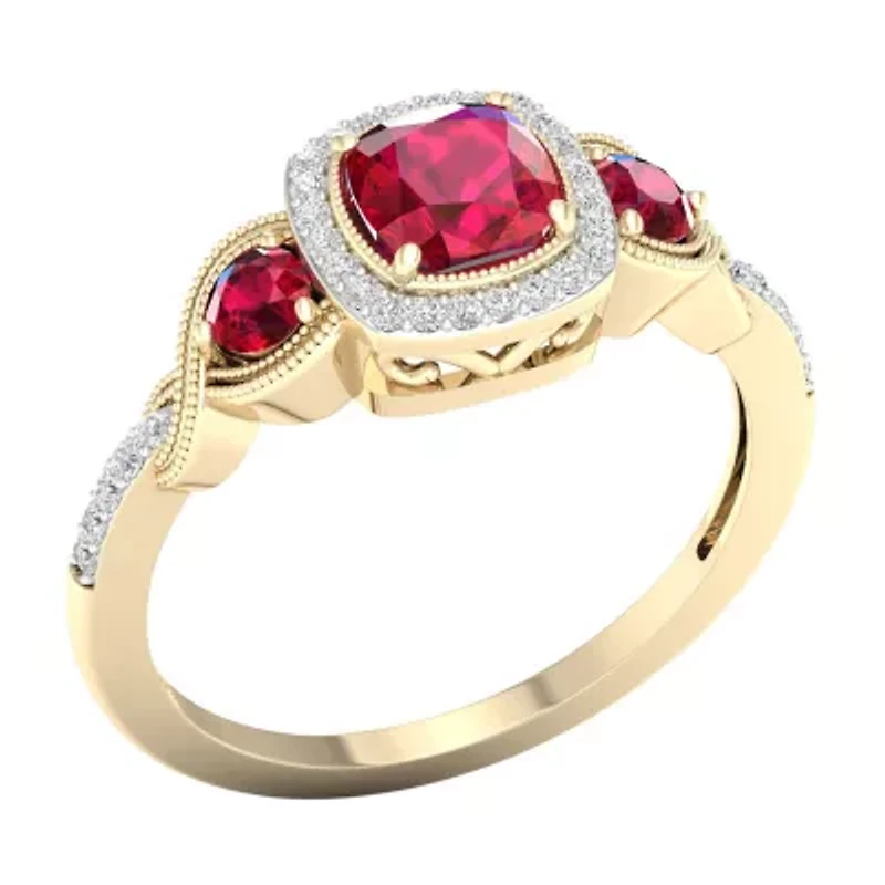 Womens 1/ CT. T.W. Lead Glass-Filled Red Ruby 10K Gold Cocktail Ring