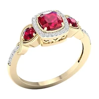 Womens 1/ CT. T.W. Lead Glass-Filled Red Ruby 10K Gold Cocktail Ring