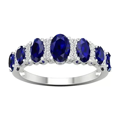 Womens 1/6 CT. T.W. Genuine Blue Sapphire 10K Gold Band