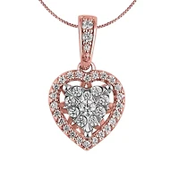 Womens 1/4 CT. T.W. Natural White Diamond 10K Rose Gold Heart 18 Inch Pendant Necklace
