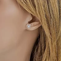 1/4 CT. T.W. Natural White Diamond 10K Rose Gold 8.1mm Heart Stud Earrings