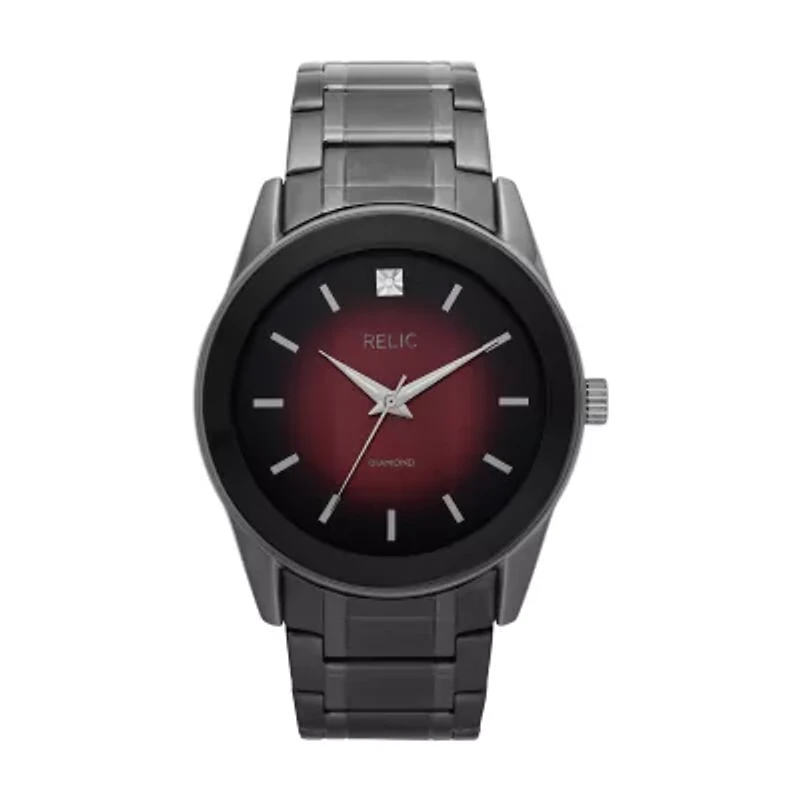 Relic By Fossil Rylan Mens Diamond Accent Gray Stainless Steel Bracelet Watch Zr77321