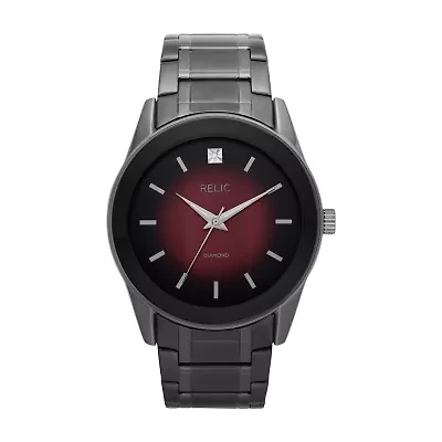 Relic By Fossil Rylan Mens Diamond Accent Gray Stainless Steel Bracelet Watch Zr77321