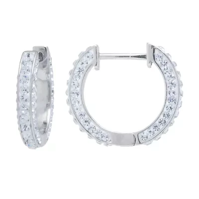 Sparkle Allure Womens Crystal 20mm Hoop Earrings