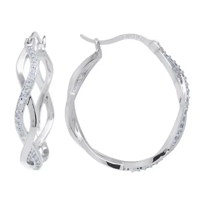 Sparkle Allure Womens Crystal 30mm Hoop Earrings