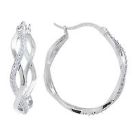 Sparkle Allure Womens Crystal 30mm Hoop Earrings