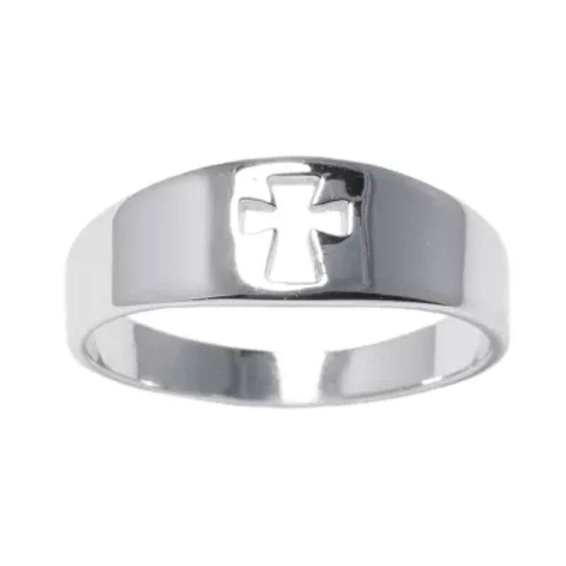 Silver Treasures Womens 2.5MM Sterling Cross Band