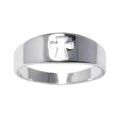 Silver Treasures Womens 2.5MM Sterling Cross Band