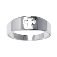 Silver Treasures Womens 2.5MM Sterling Cross Band