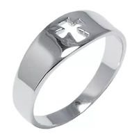 Silver Treasures Womens 2.5MM Sterling Cross Band