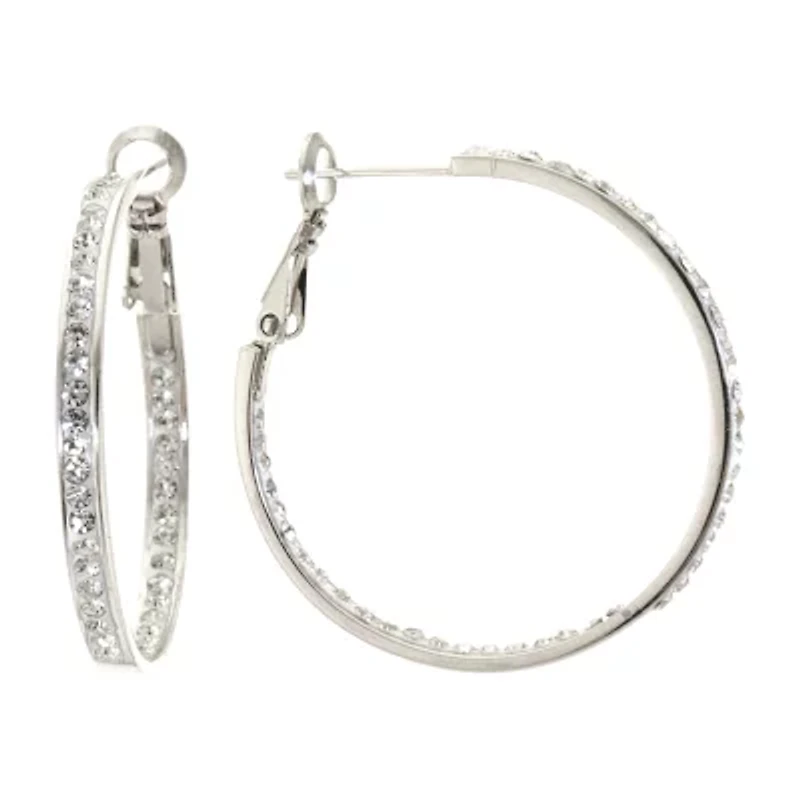 Sparkle Allure Womens Crystal 33mm Hoop Earrings