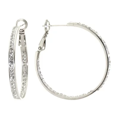 Sparkle Allure Womens Crystal 33mm Hoop Earrings