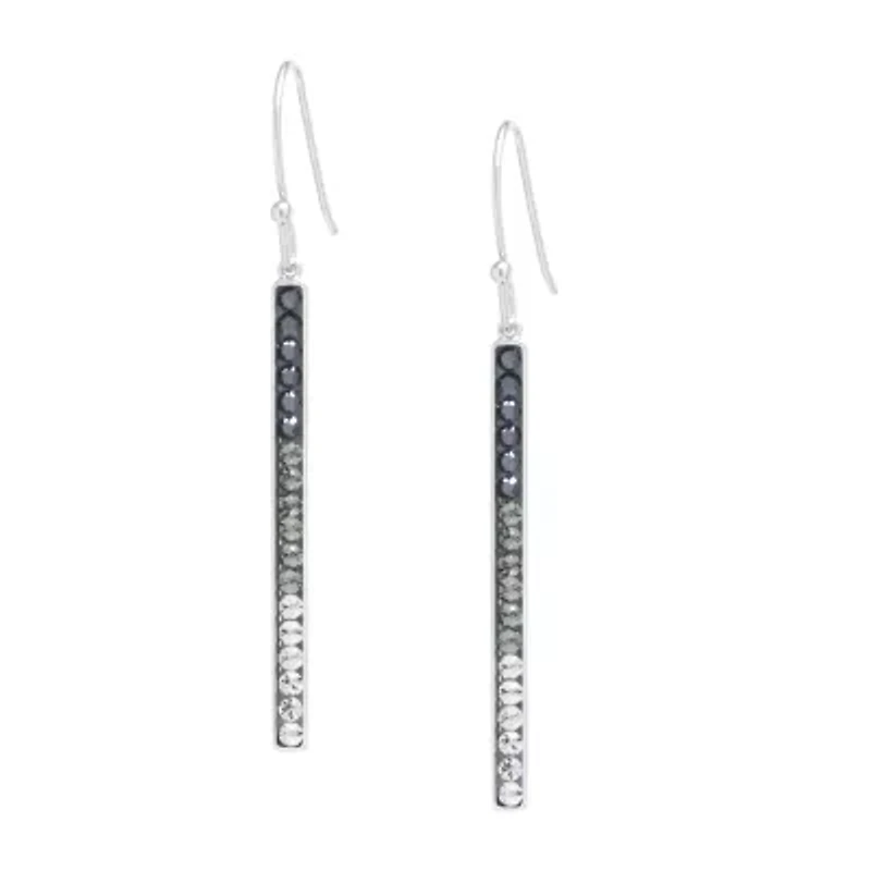 Sparkle Allure Pure Silver Over Brass Blue Crystal Rectangular Drop Earrings