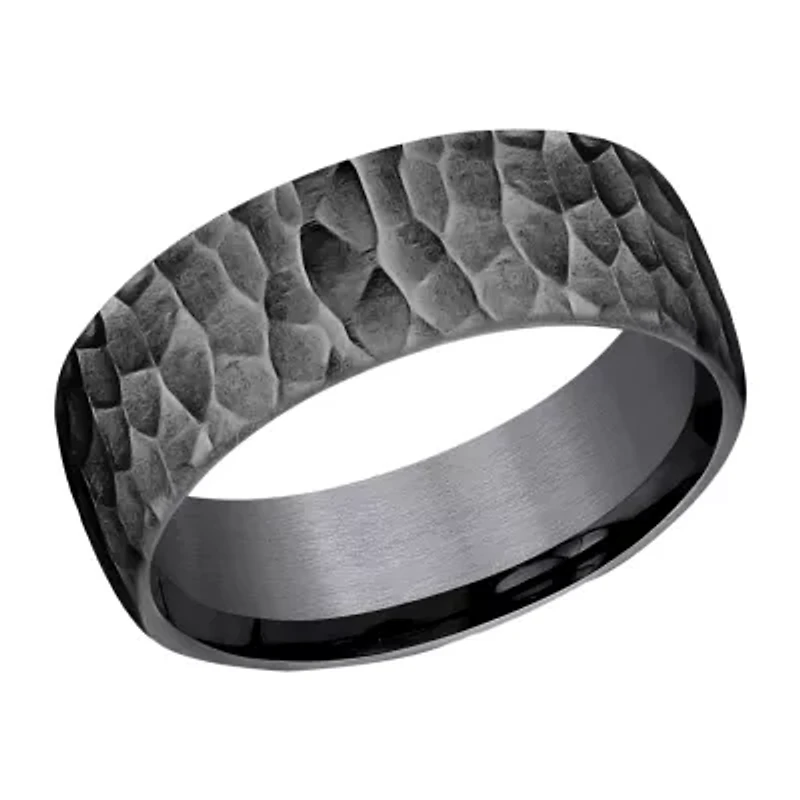 Hammered Mens 8MM Tantalum Wedding Band
